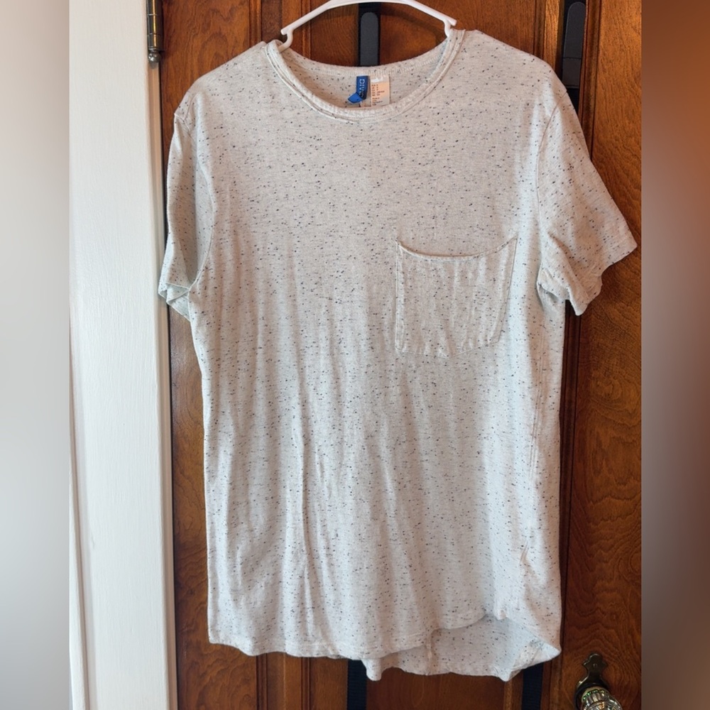 Divided White and Black Speckled Short Sleeve Tee